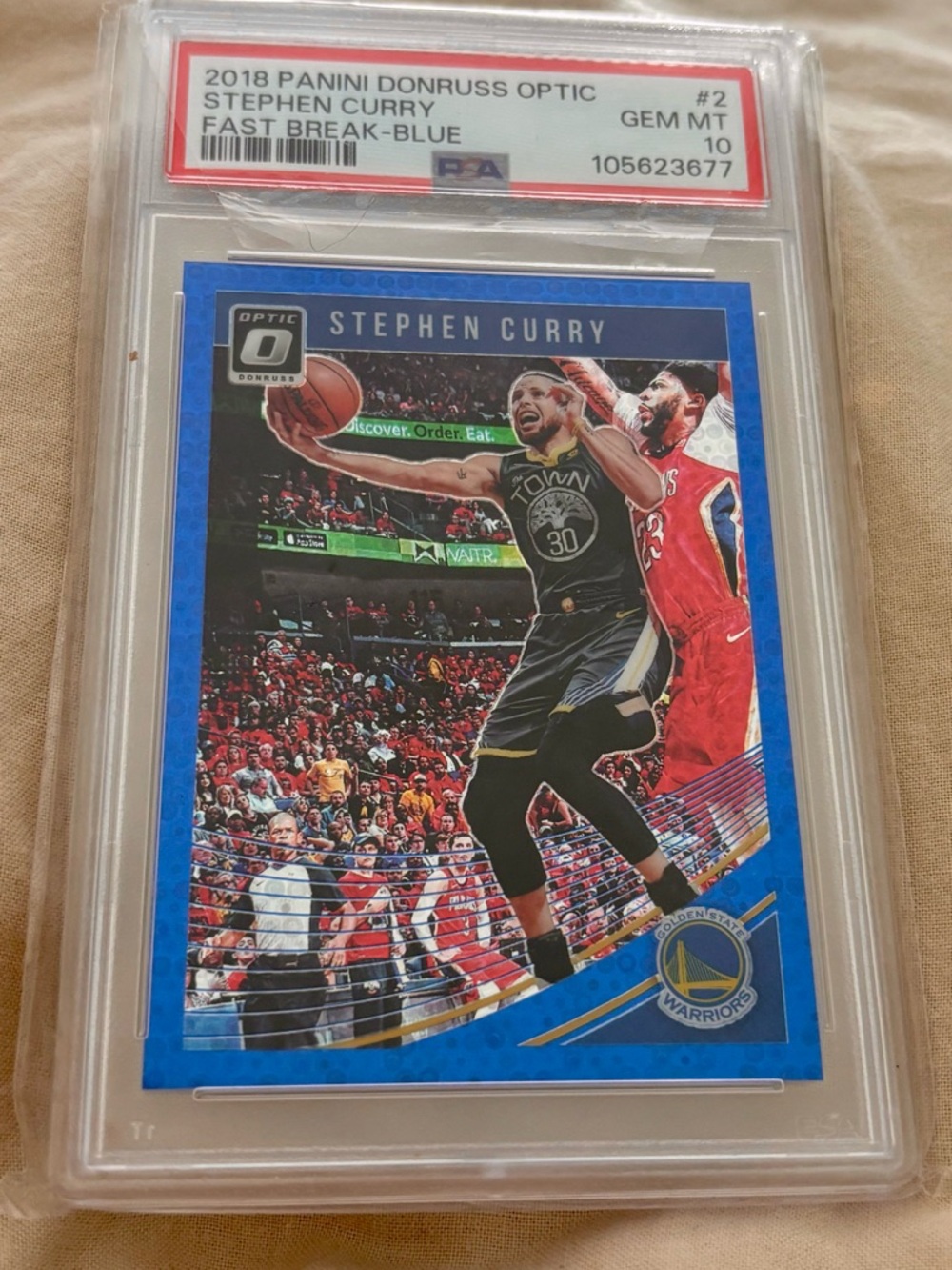 Stephen Curry 2018 Panini Donruss Optic Fast Break Blue /50 Bookend 50/50 Card